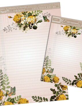 NWT New Papaya "Pink Bouquet" Set Legal Pad and Matching Note Pad